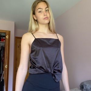 Black silk tank top